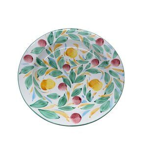VTG Ceramiche Alfa Hand-Painted Ceramic Serving Bowl Fruit Leaf Pasta Italy Read